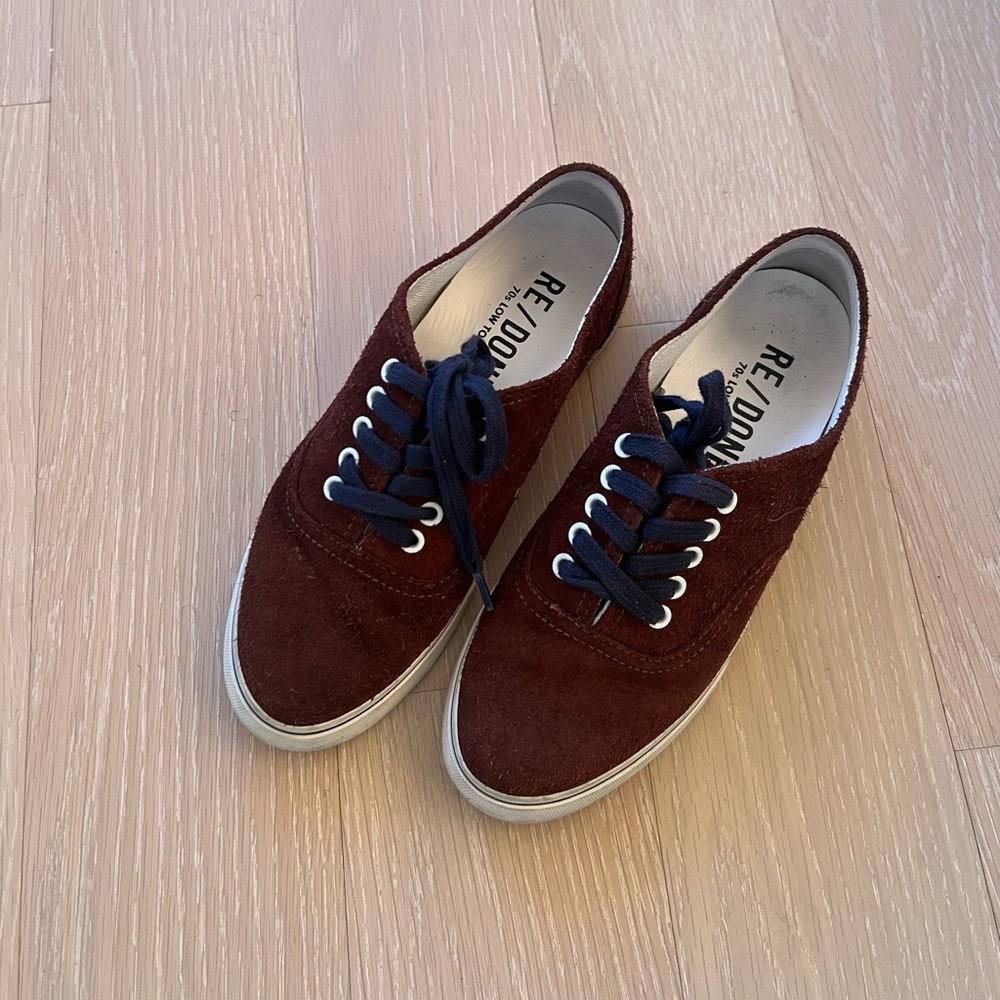 Redone women brown suede skate sneakers size 9